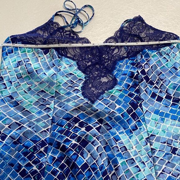 VICTORIA'S Secret Vintage Chemise Heart Label Blue Slip Sz M - Picture 6 of 11